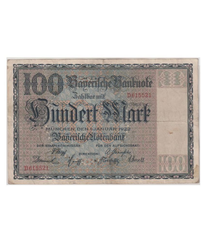     			N1- 100 MARK (1 JANUARY 1922) GERMANY PACK OF 1