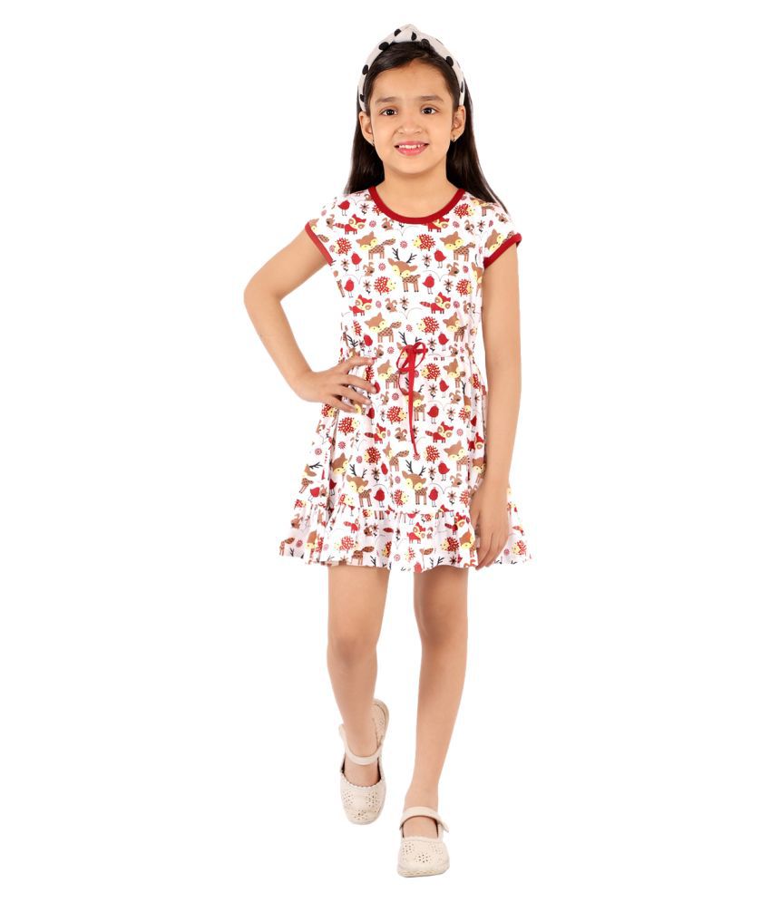     			Naughty Ninos Cotton Printed Jersey Dress (White & Red)