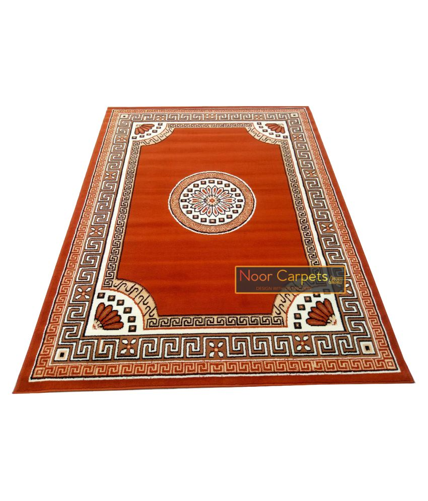 Noor Handloom Carpets Rust Synthetic Carpet Floral 5x7 Ft Buy Noor