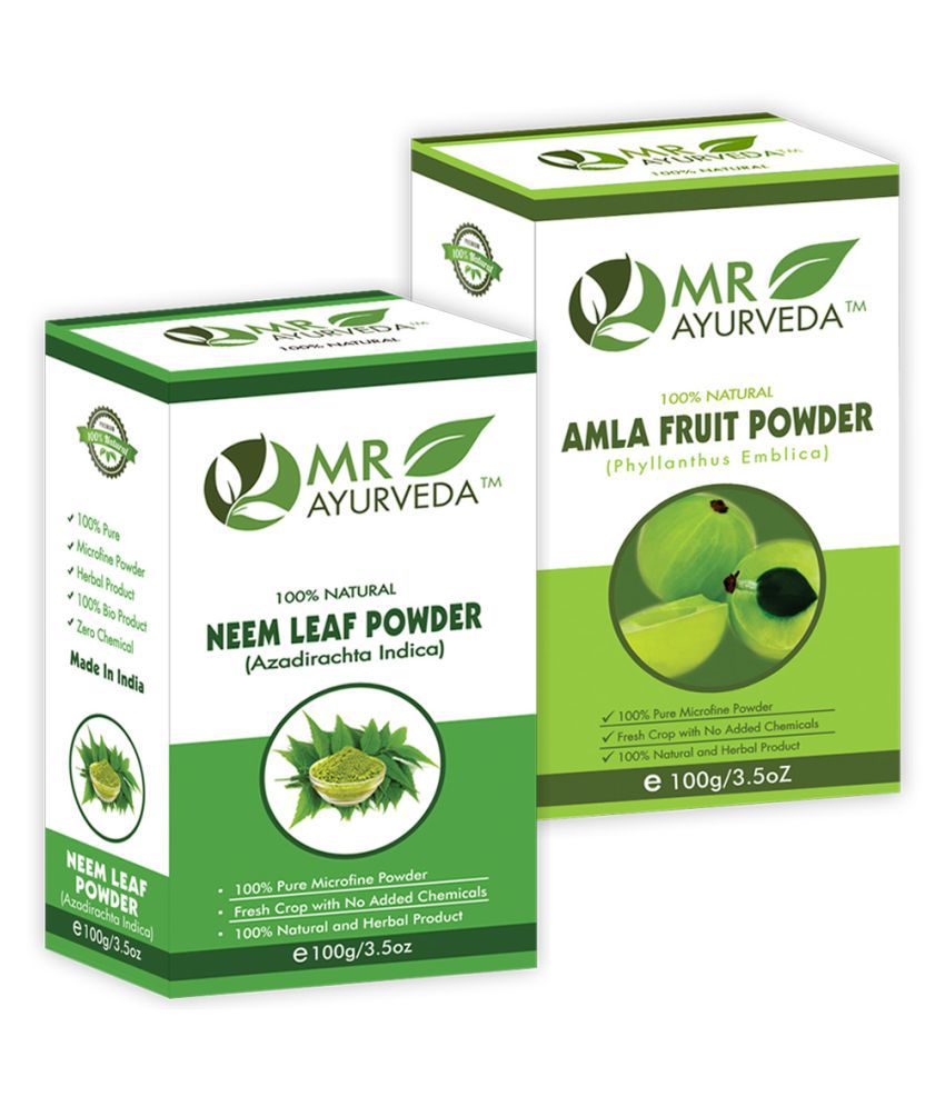     			MR Ayurveda 100% Herbal Neem Powder and Amla Powder Hair Scalp Treatment 200 g Pack of 2
