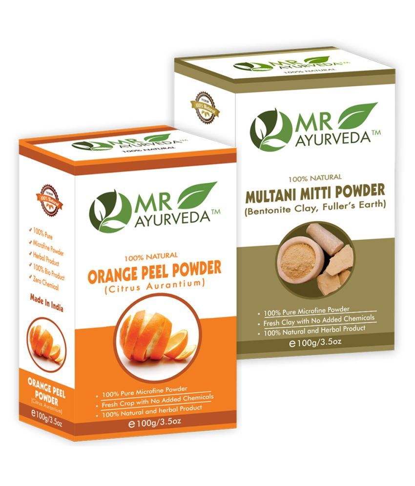     			MR Ayurveda Orange Peel Powder and Multani Mitti Face Pack Masks 200 gm Pack of 2