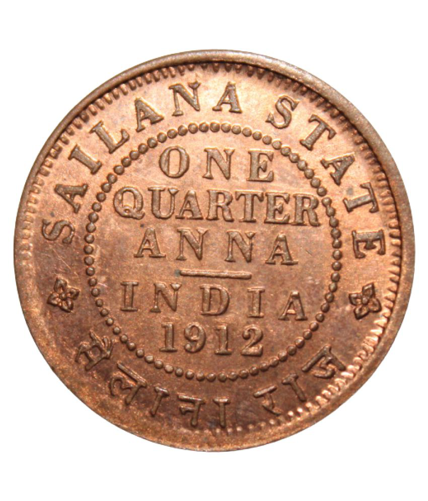     			One Quarter Anna 1912 { Sailana State } 5th King George - British India Old and Rare Coin