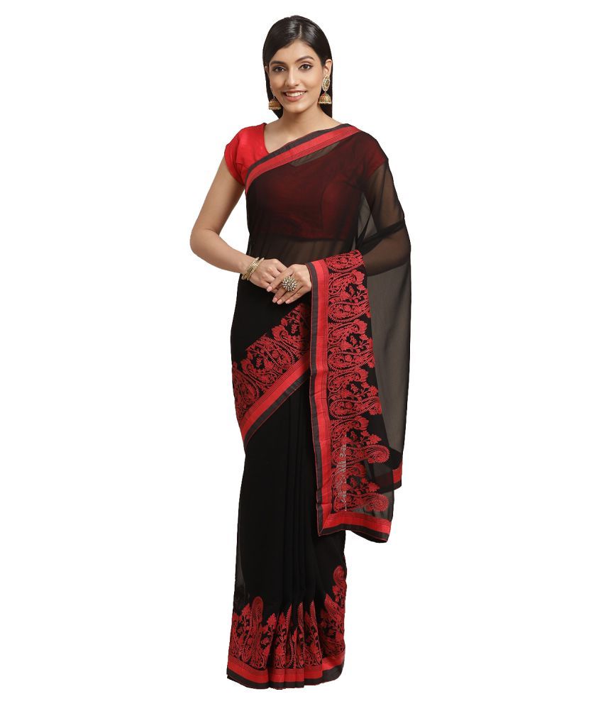     			Aarrah Black Silk Blends Saree - Single