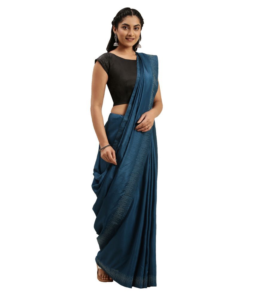     			Aarrah Blue Silk Blends Saree - Single