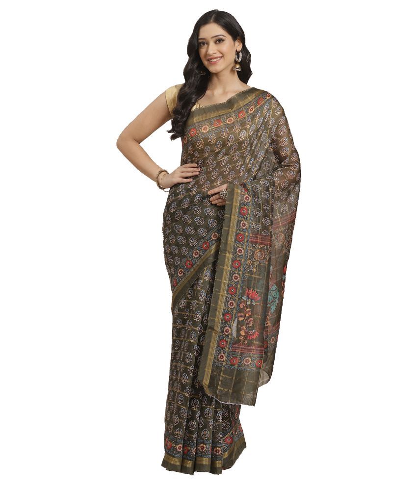     			Aarrah Green Silk Blends Saree - Single