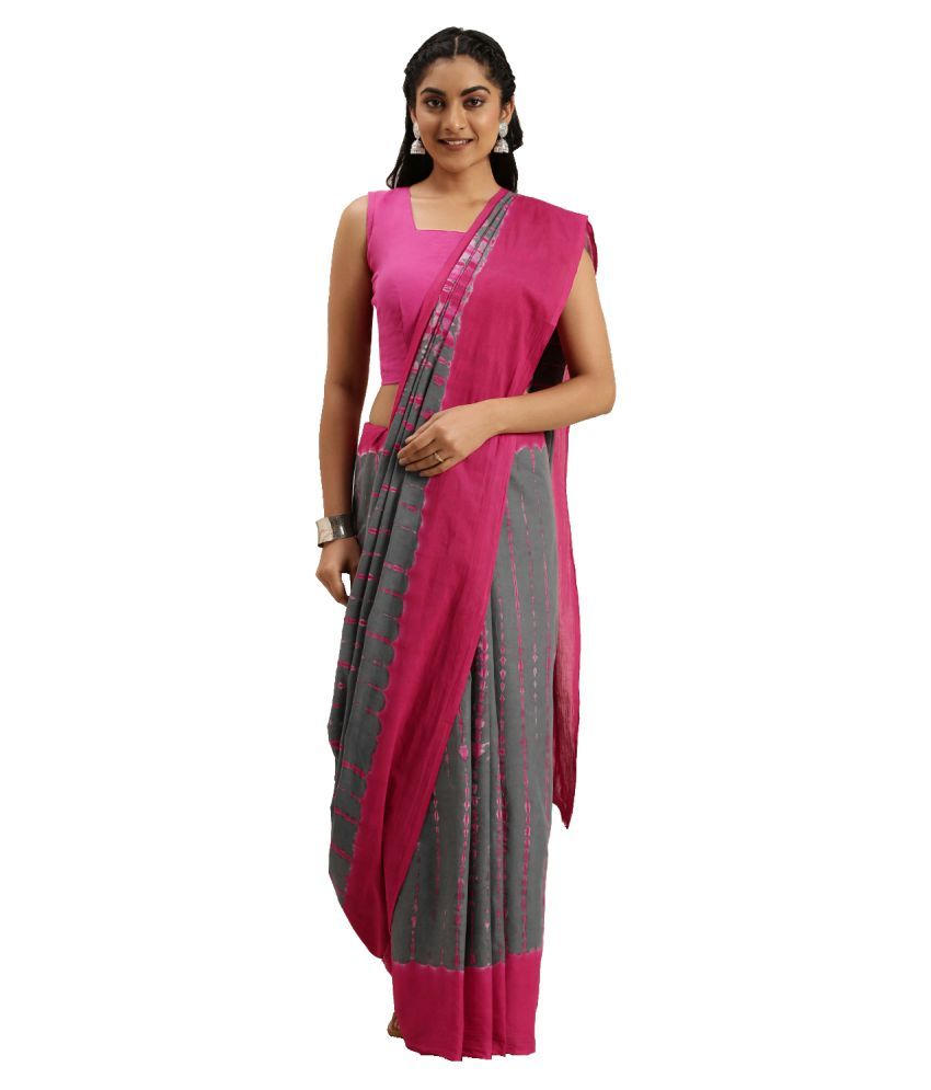     			Aarrah Grey Cotton Saree - Single