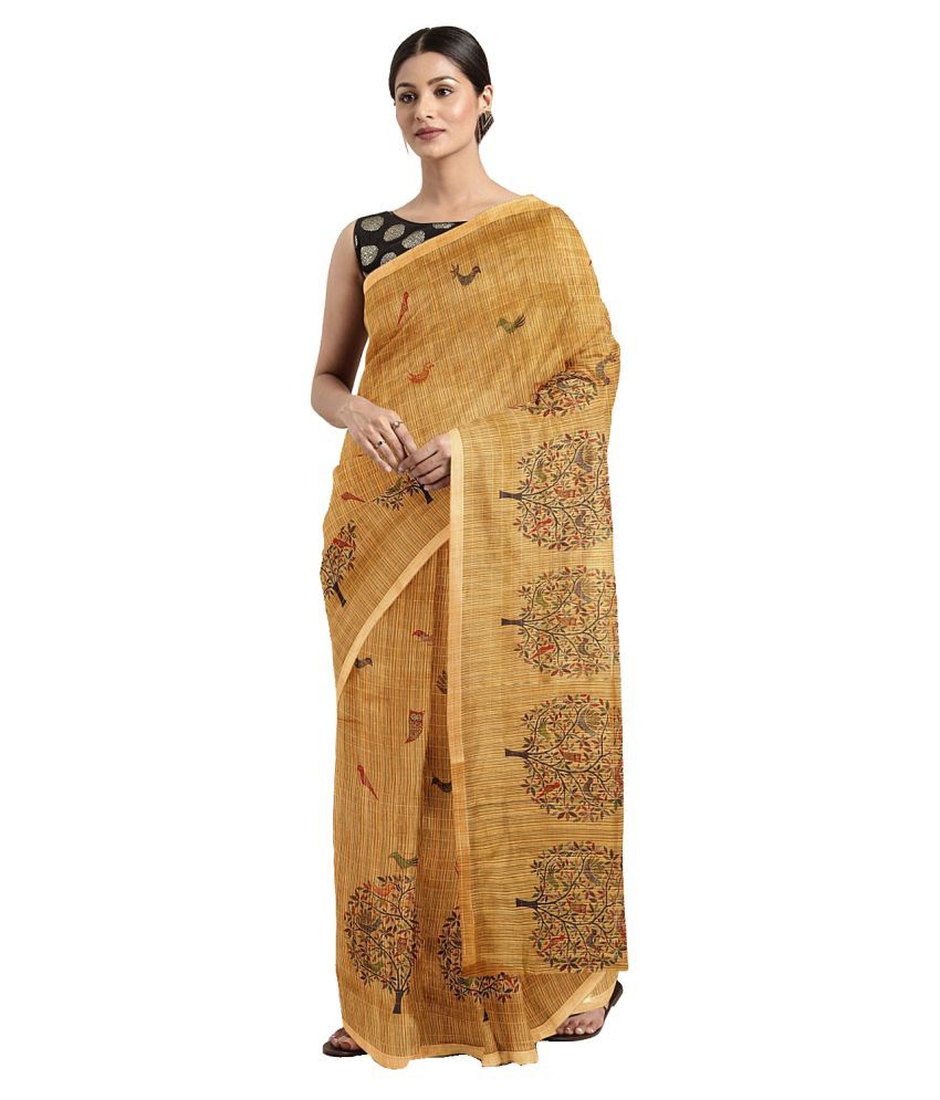     			Aarrah Orange Cotton Silk Saree - Single