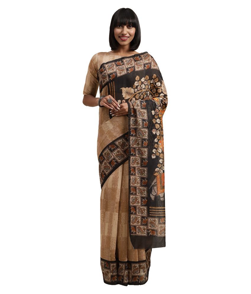     			Shaily Retails Beige Silk Blends Saree - Single