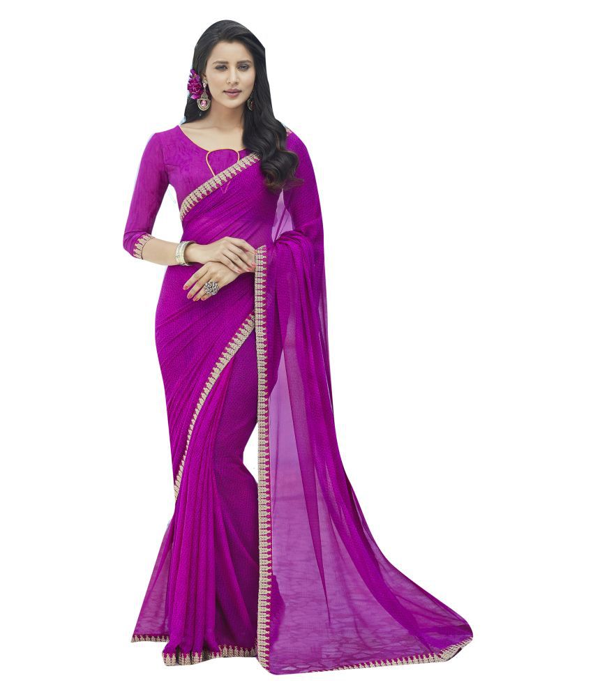     			Shaily Retails Purple Silk Saree - Single