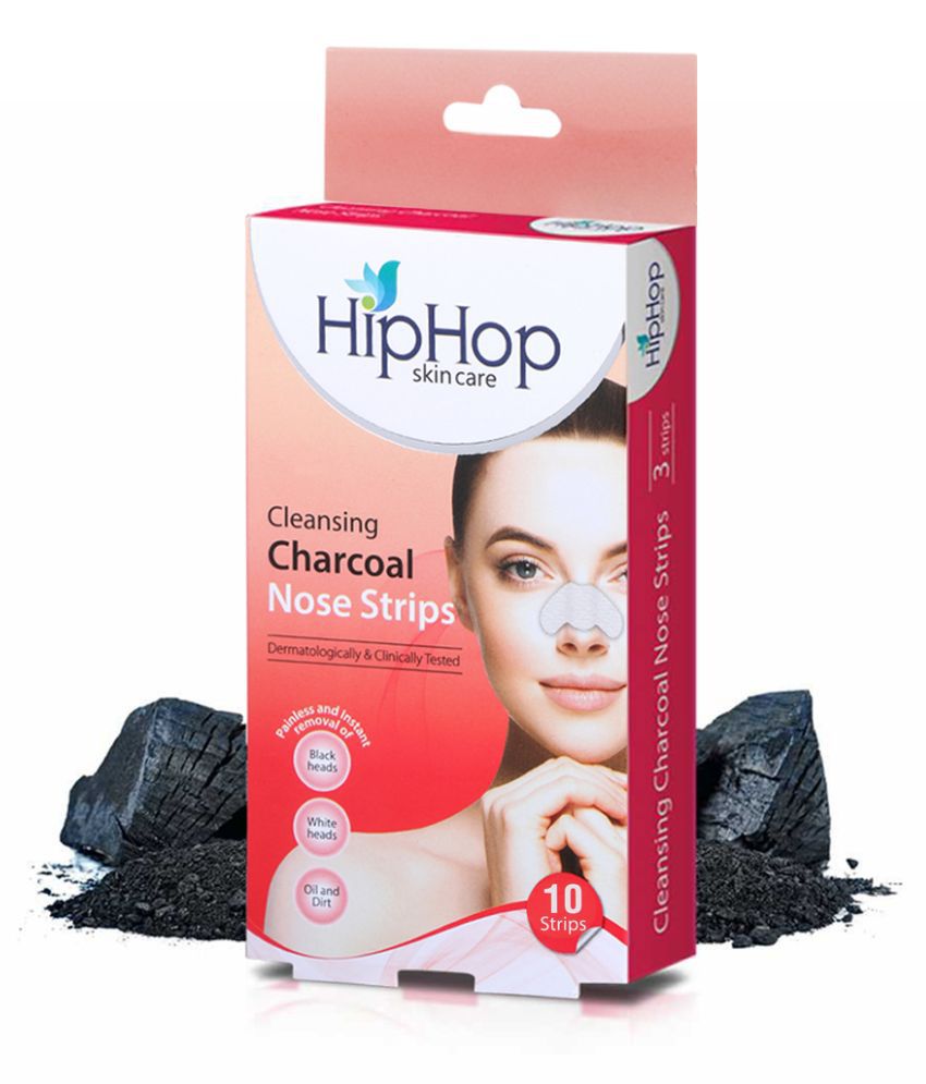 HipHop Skincare Charcoal Nose Strips for Women - Blackhead Remover Wax Strips for Face 10 Pcs