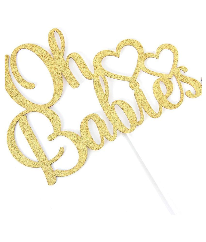     			Gold Glitter Oh Babies Cake Topper Twins Baby Shower 1st 2nd 3rd Birthday Happy 6 Months Party Decoration Supplies