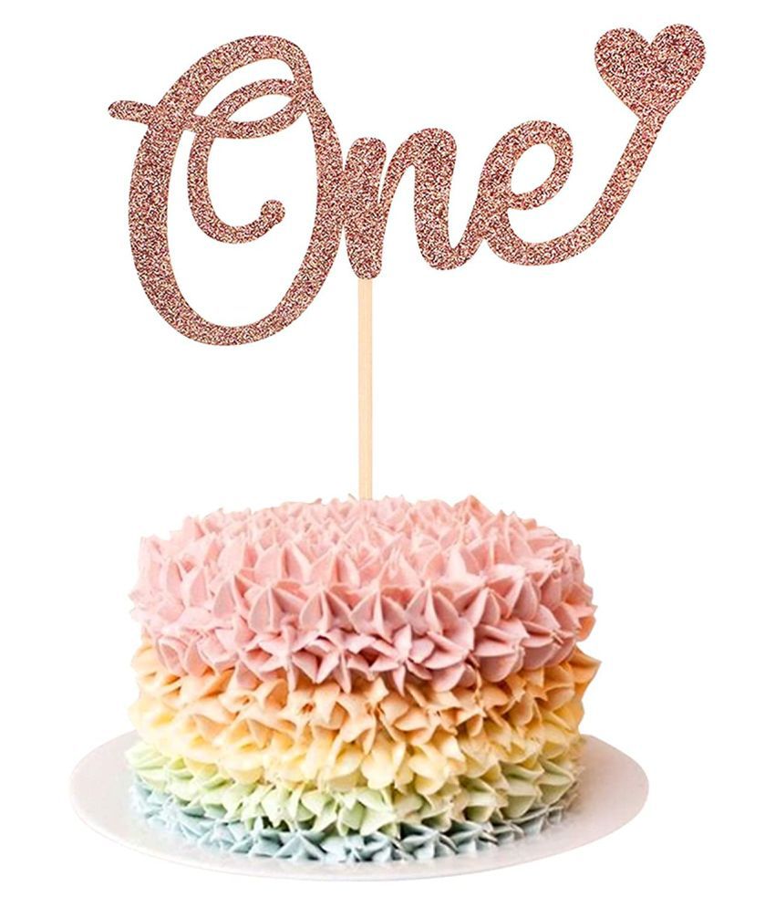     			One”Heart Cake Topper for 1st Birthday , Birthday Cake for Photo Booth Props, Rose Gold Glitter Cake Decorating Supplies, First Anniversary, Birthday Cake Bunting Flag Baby Shower