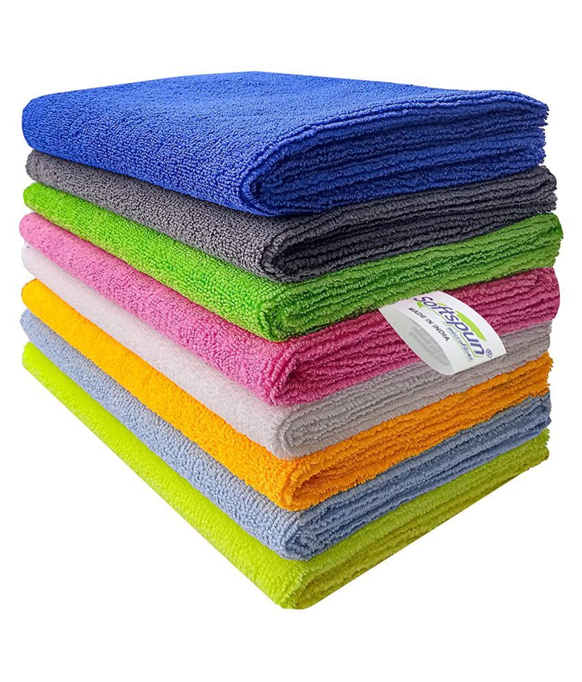     			SOFTSPUN B Quality Microfiber Cloth - Going Cheap! 8 pcs - 40x40 cms - 340 GSM - Assorted Colour - Thick Lint & Streak-Free Multipurpose Cloths - for Car Bike Cleaning Polishing Washing & Detailing.