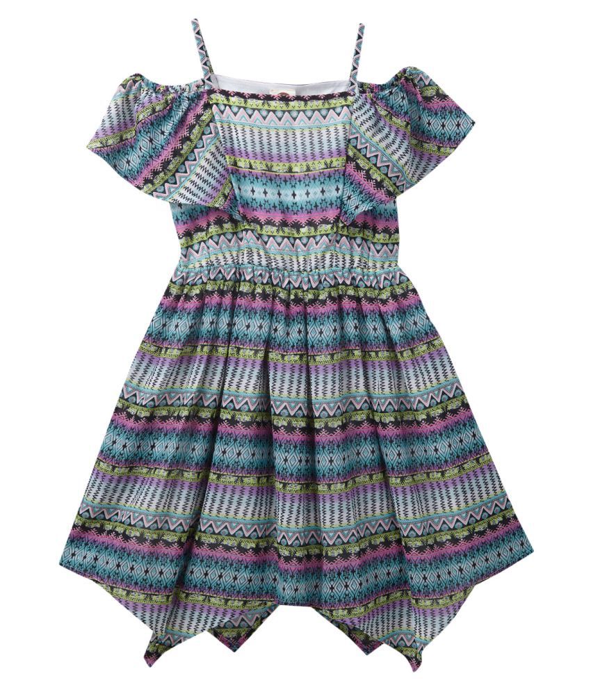     			Cub McPaws Girls Midi/Knee Length Casual Dress (Multicolor, Short Sleeve)