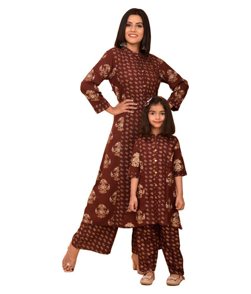 MisBis Mother Daughter Combo Of Rayon Maroon Floral Printed Kurti ...