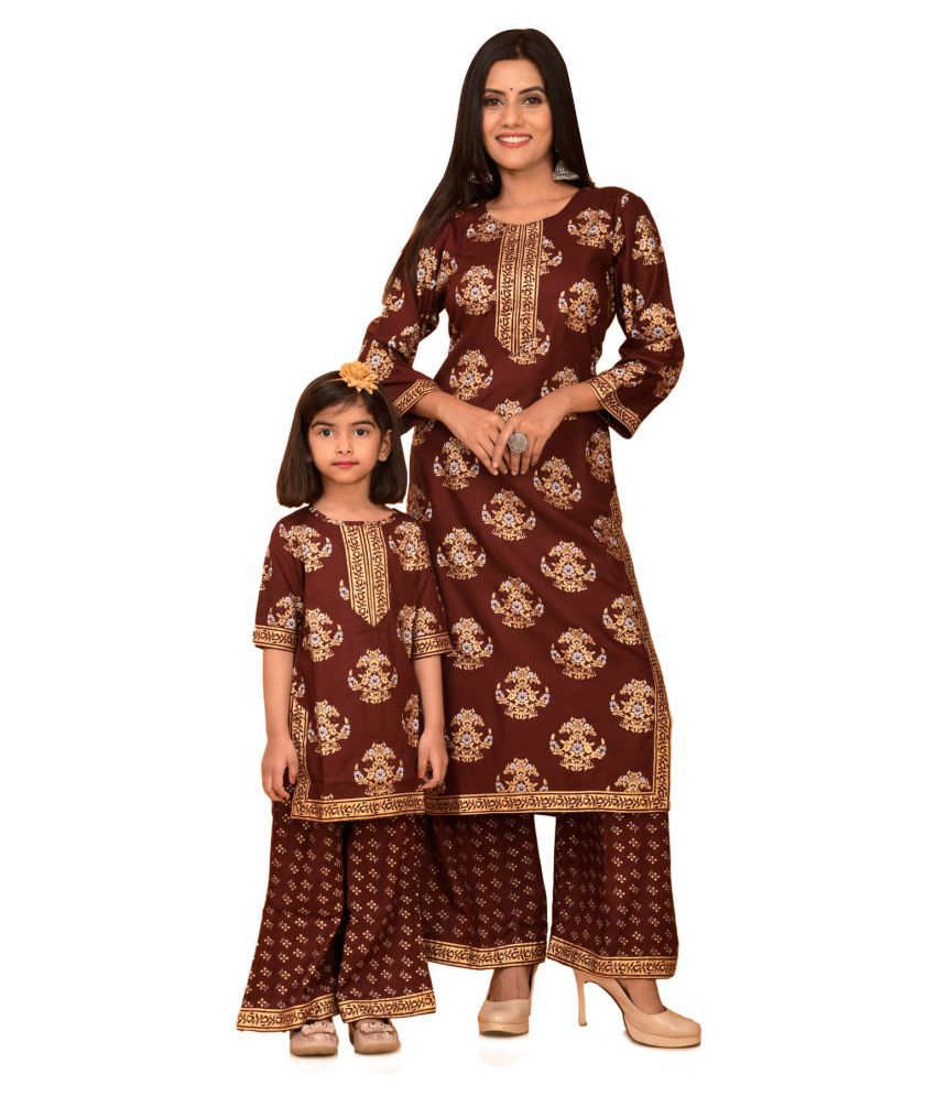 MisBis Mother Daughter Combo Of Rayon Maroon Floral Boota Printed Kurti ...