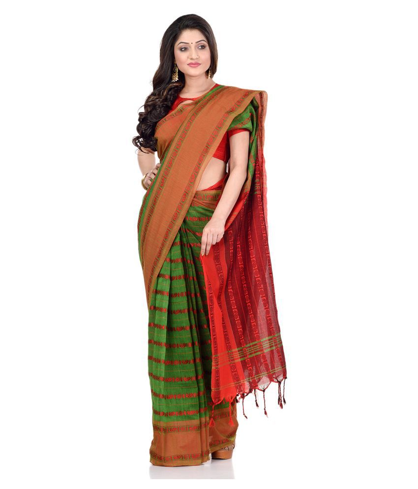     			Desh Bidesh Green Bengal Handloom Saree - Single