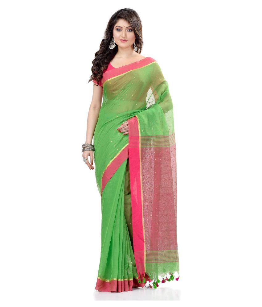     			Desh Bidesh Green Bengal Handloom Saree - Single