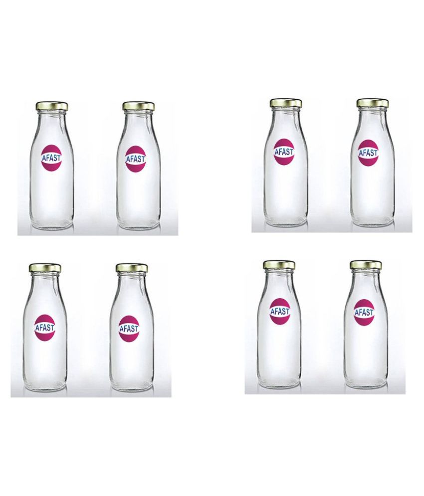     			Somil Glass Storage Bottle, Transparent, Pack Of 8, 1000 ml