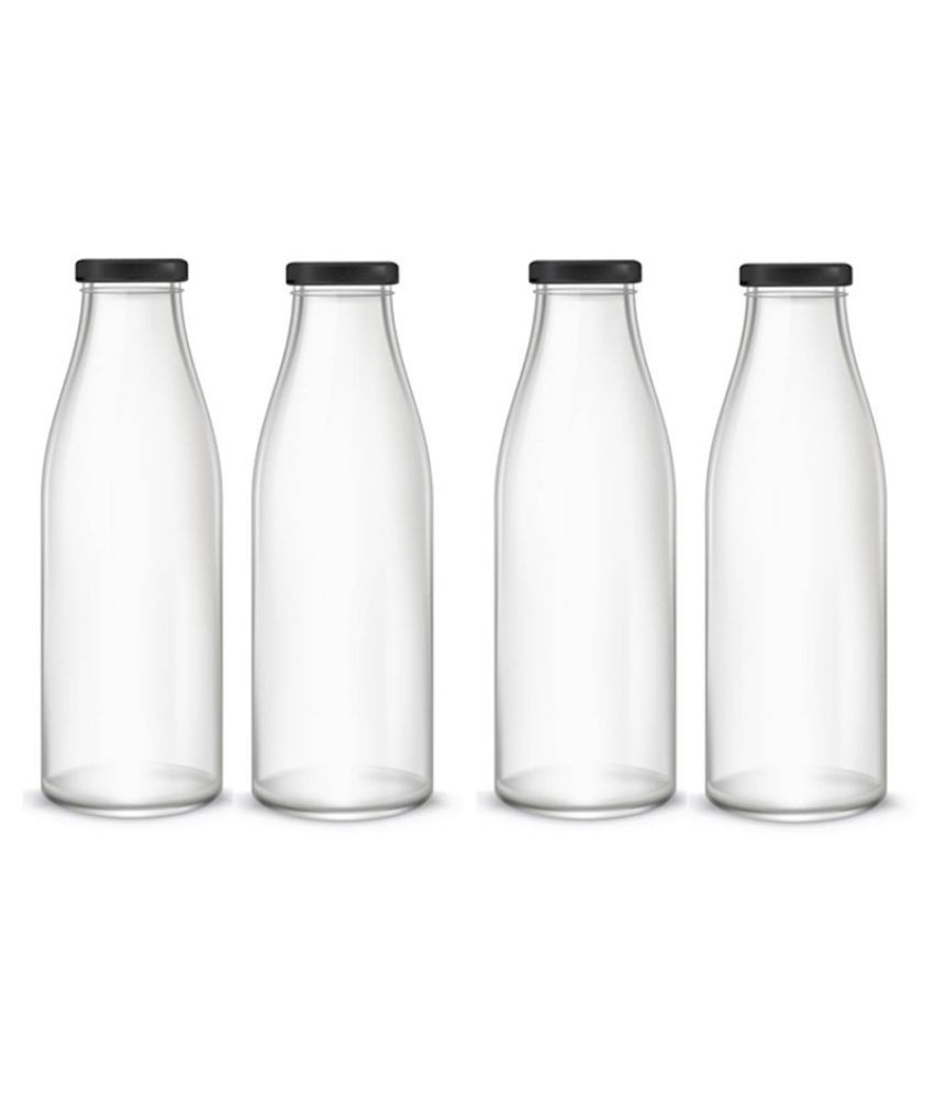     			Somil Glass Water Bottle, White, Pack Of 4, 1000 ml