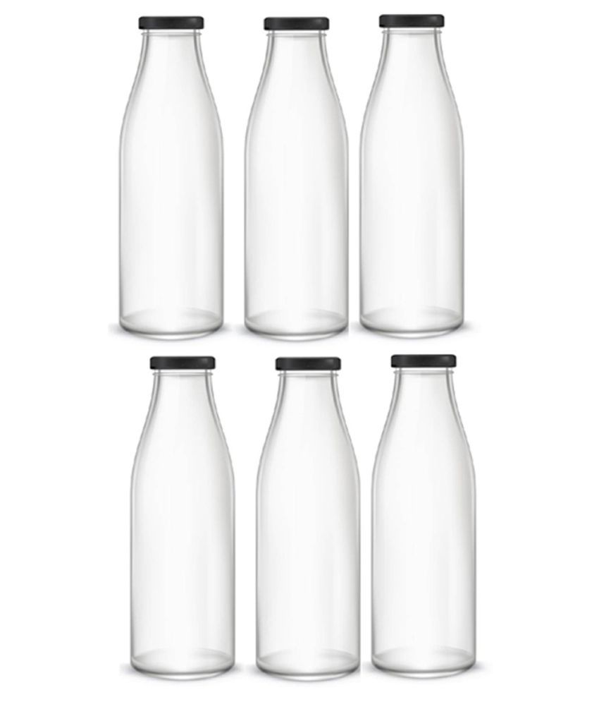     			Somil Glass Water Bottle, White, Pack Of 6, 1000 ml