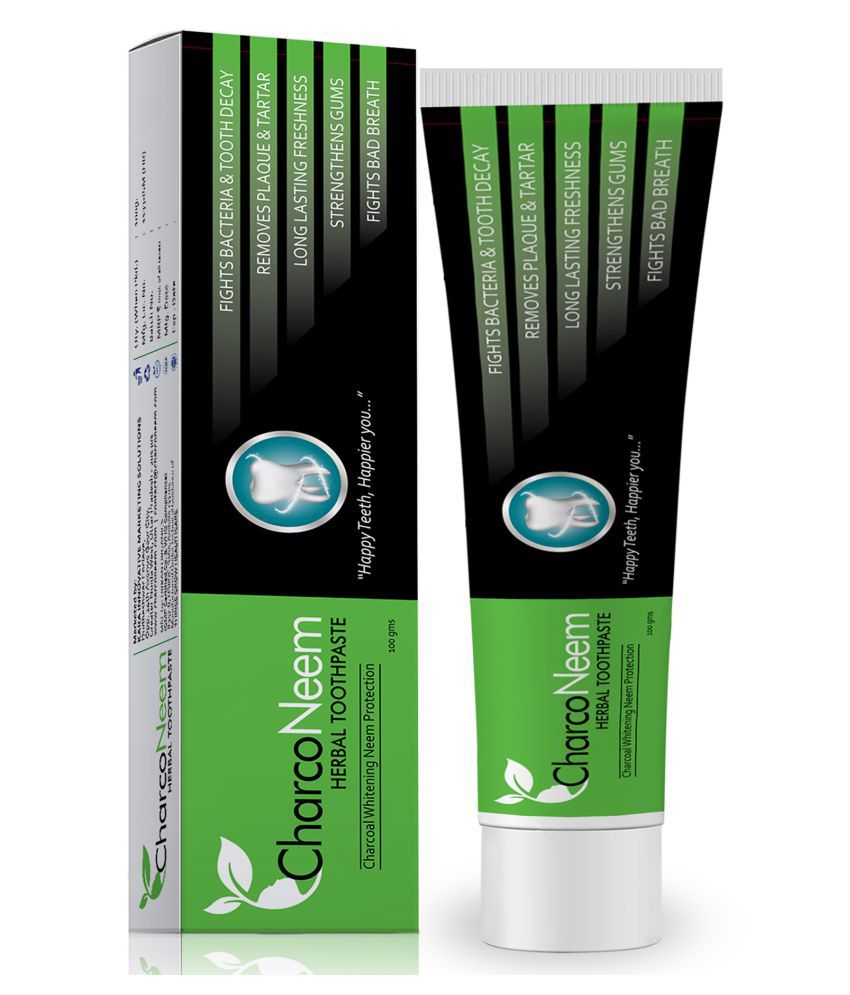 CharcoNeem Charcoal & Neem Toothpaste With Coconut Oil - Mint Toothpaste 100 gm