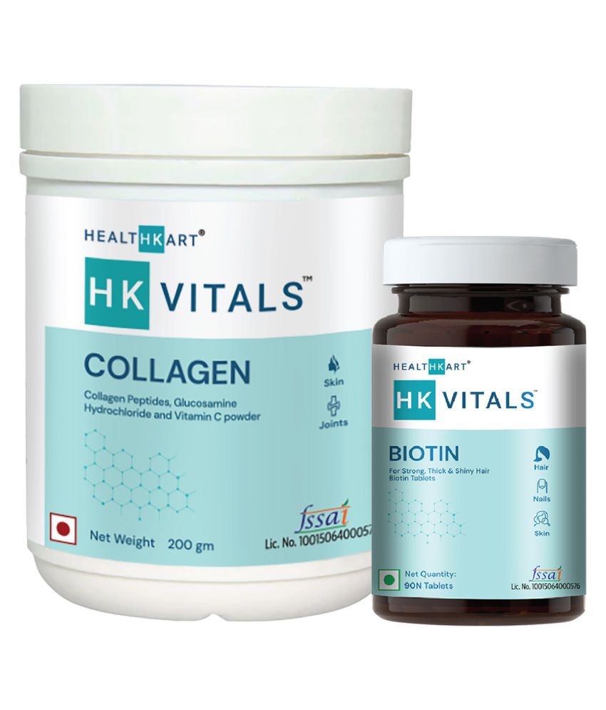 HealthKart HK Vitals Collagen 200 g and Biotin 90 Tablets, Unflavoured  (Combo Pack): Buy HealthKart HK Vitals Collagen 200 g and Biotin 90 Tablets,  Unflavoured (Combo Pack) at Best Prices in India - Snapdeal