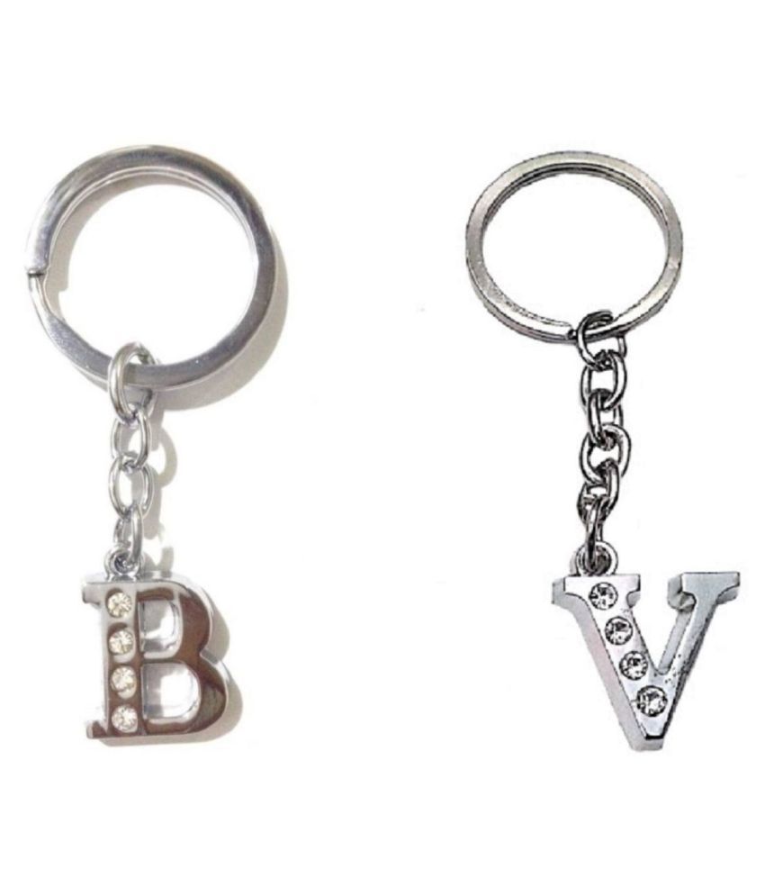     			Americ Style Combo offer of Alphabet ''B & V" Metal Keychains (Pack of 2)