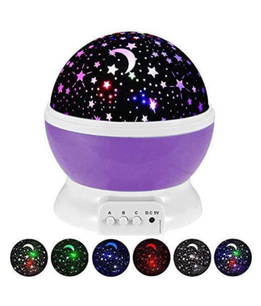 Expert Star Master Colorful LED 360 Degree Rotating Moon Light Projector Night Lamp with USB Cable Kids Room Night Bulb - Pack of 1