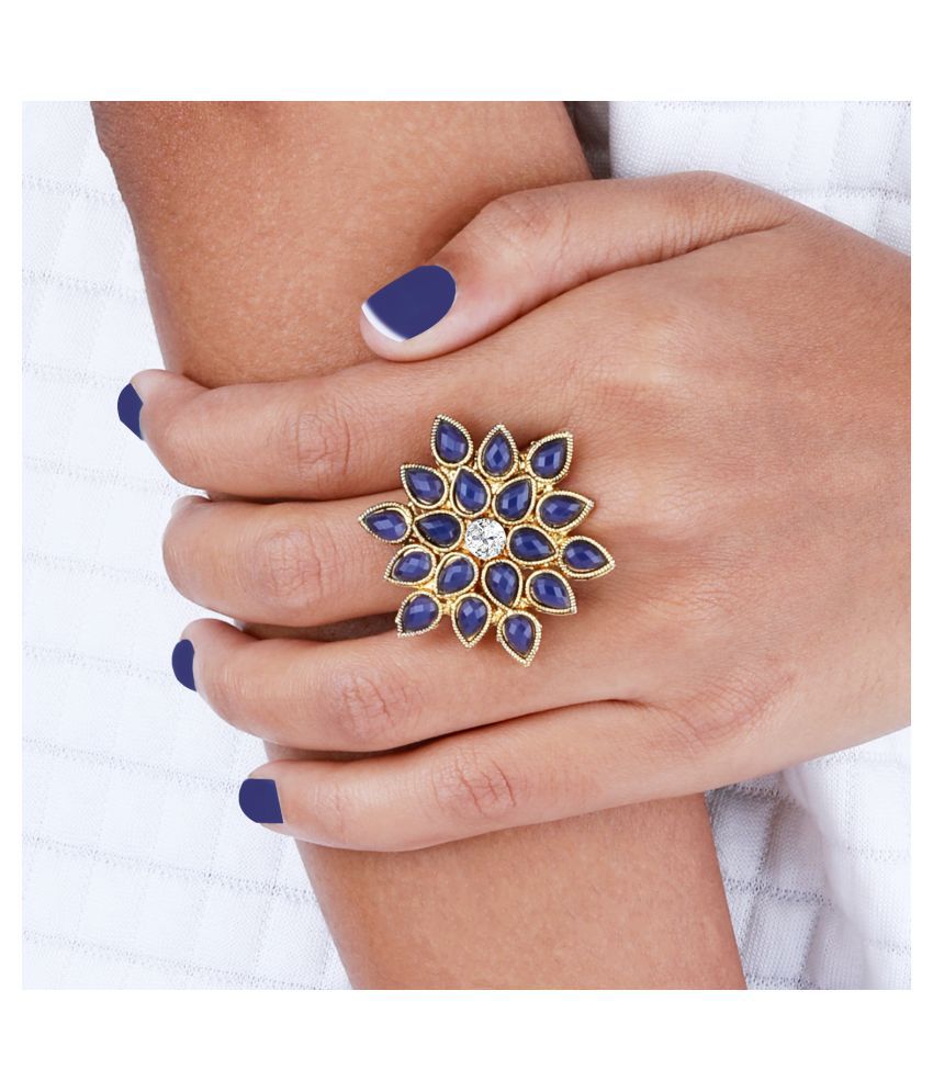     			Adjustable Floral Style Designer  Finger Ring For Women And Girl