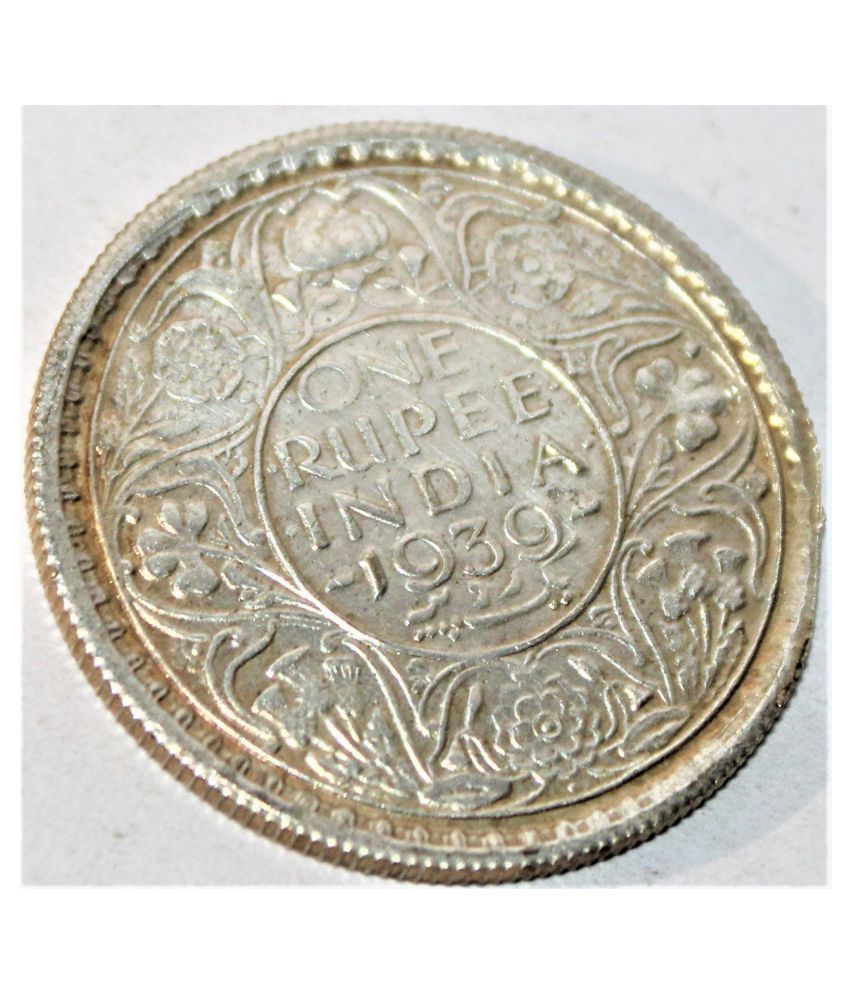     			#1 - 1 RUPEE 1939 - KING GEORGE VI BRITISH INDIA RARE SILVERPLATED COIN