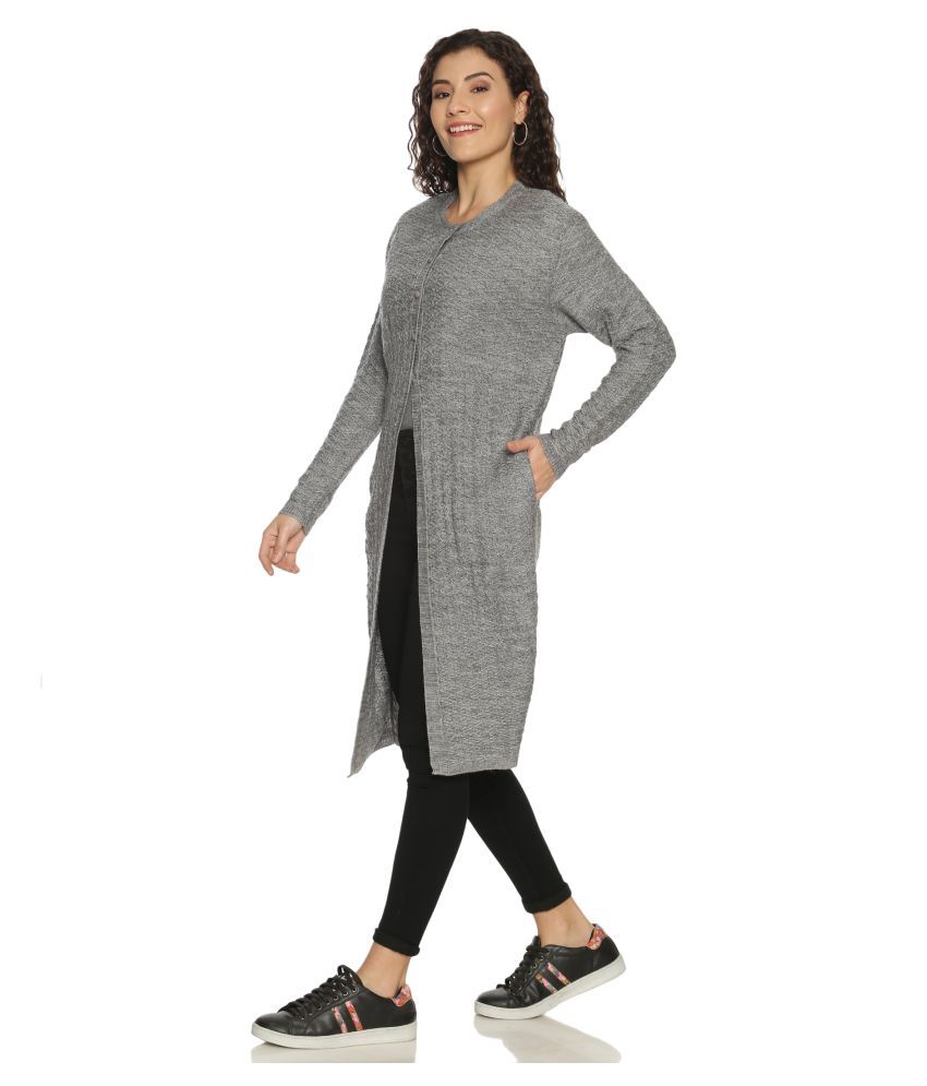     			Clapton Acrylic Grey Buttoned Cardigans -