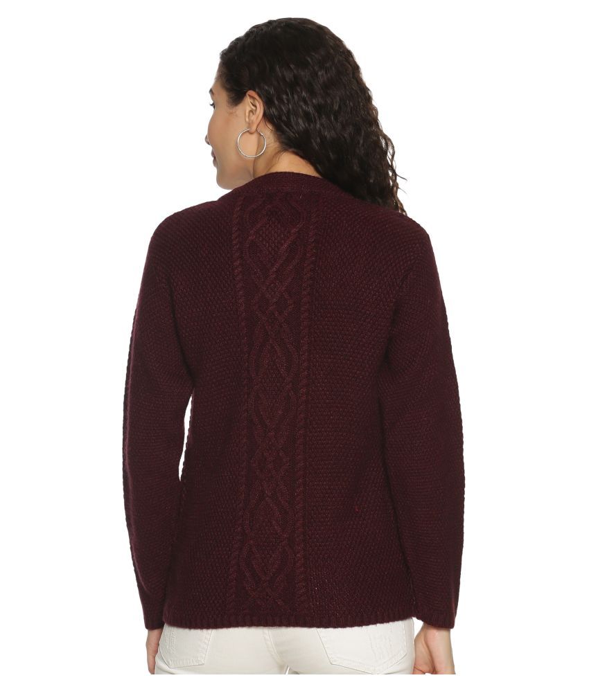     			Clapton Acrylic Maroon Buttoned Cardigans -