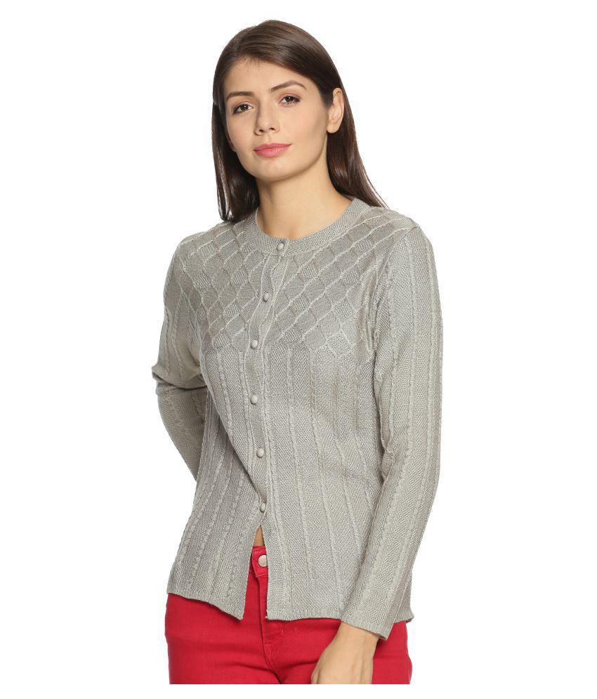    			Clapton Acrylic Silver Buttoned Cardigans -