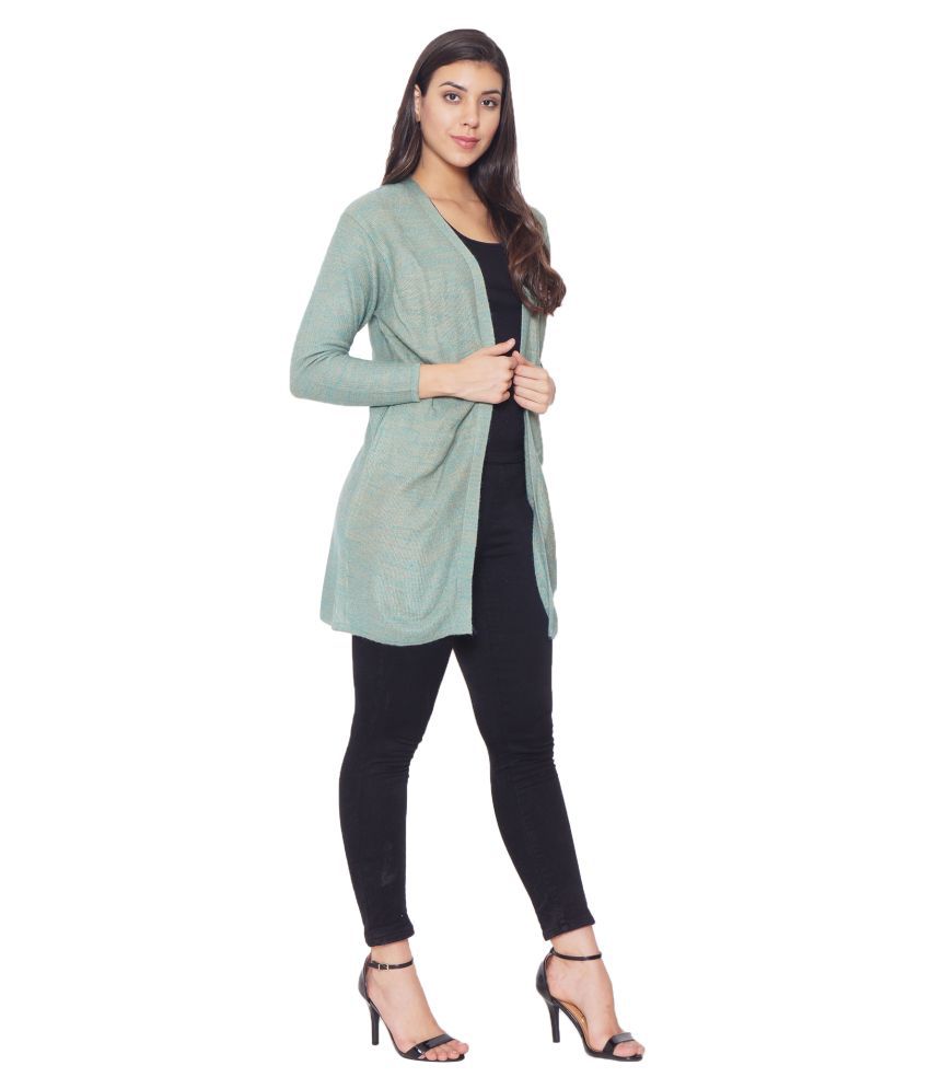     			Clapton Acrylic Turquoise Buttoned Cardigans -
