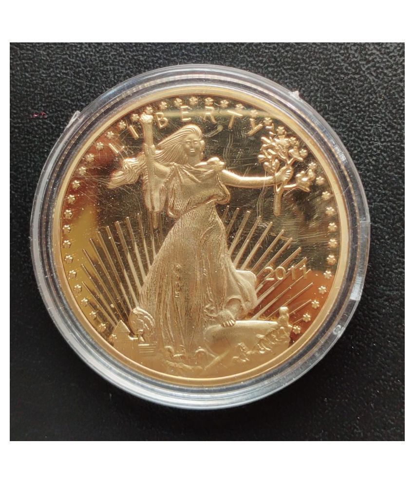     			USA 2011 LIBERTY IN GOD WE TRUST BIG SIZE ONE OZ GOLD PLATED COIN