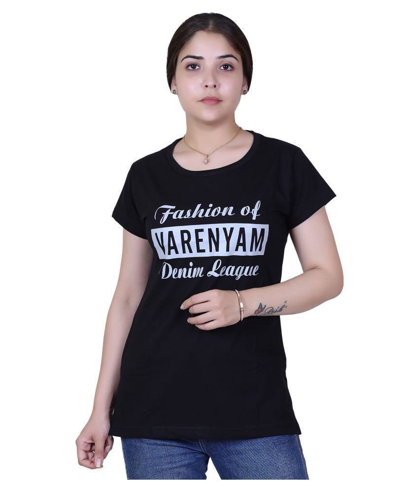     			Varenyam Cotton Regular Tops - Black Single