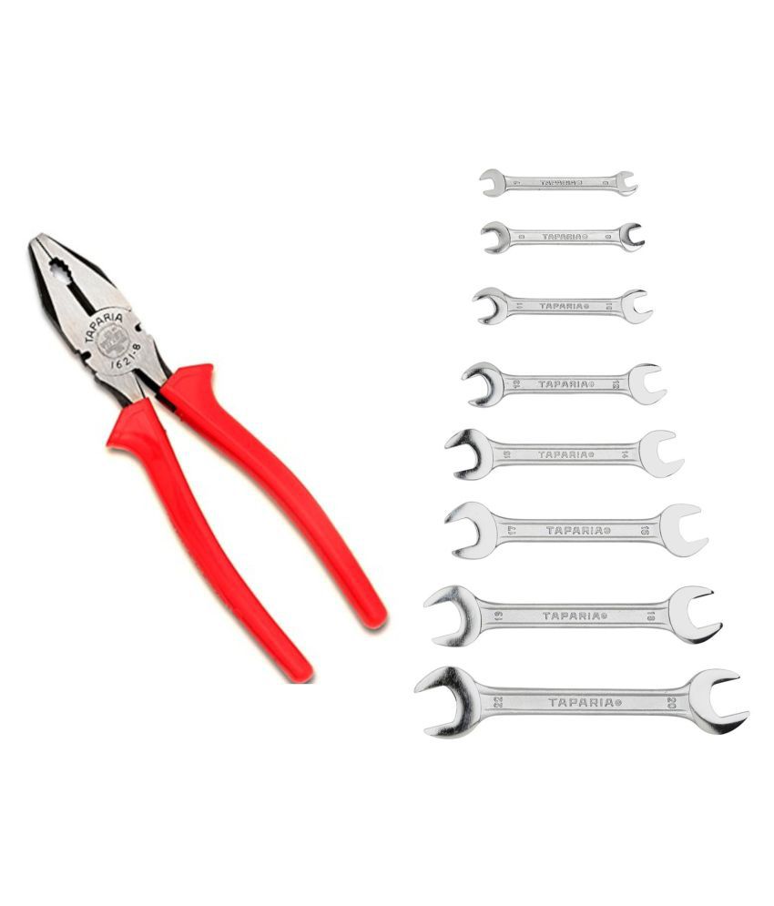     			TAPARIA Set of 2 Hand tools Combo Plier 205mm/Open Spanner 6x7 to 20x22 set of 8 pc (DEP 08)