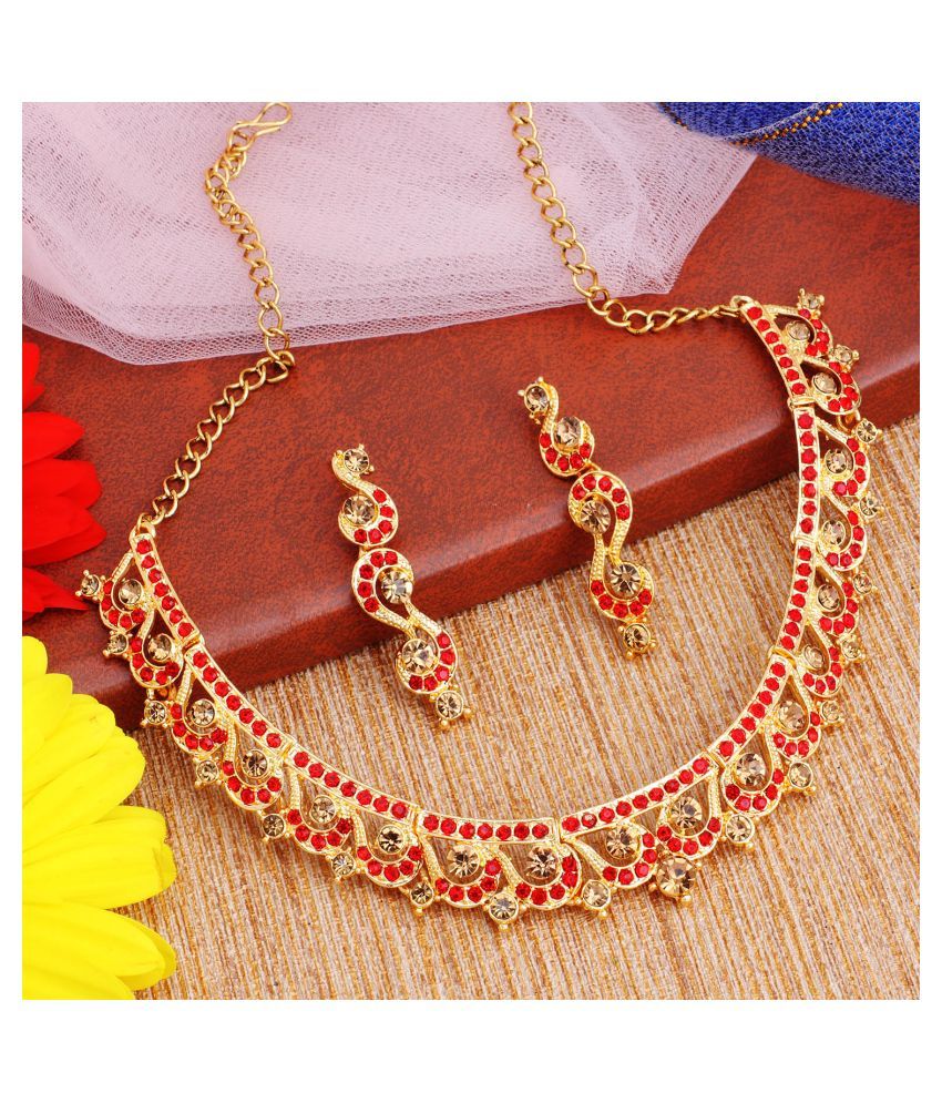     			Sukkhi Alloy Red Traditional Necklaces Set Collar