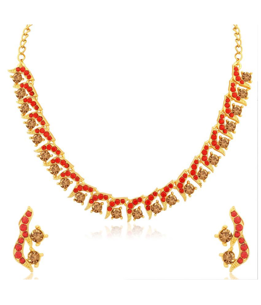     			Sukkhi Alloy Red Traditional Necklaces Set Collar