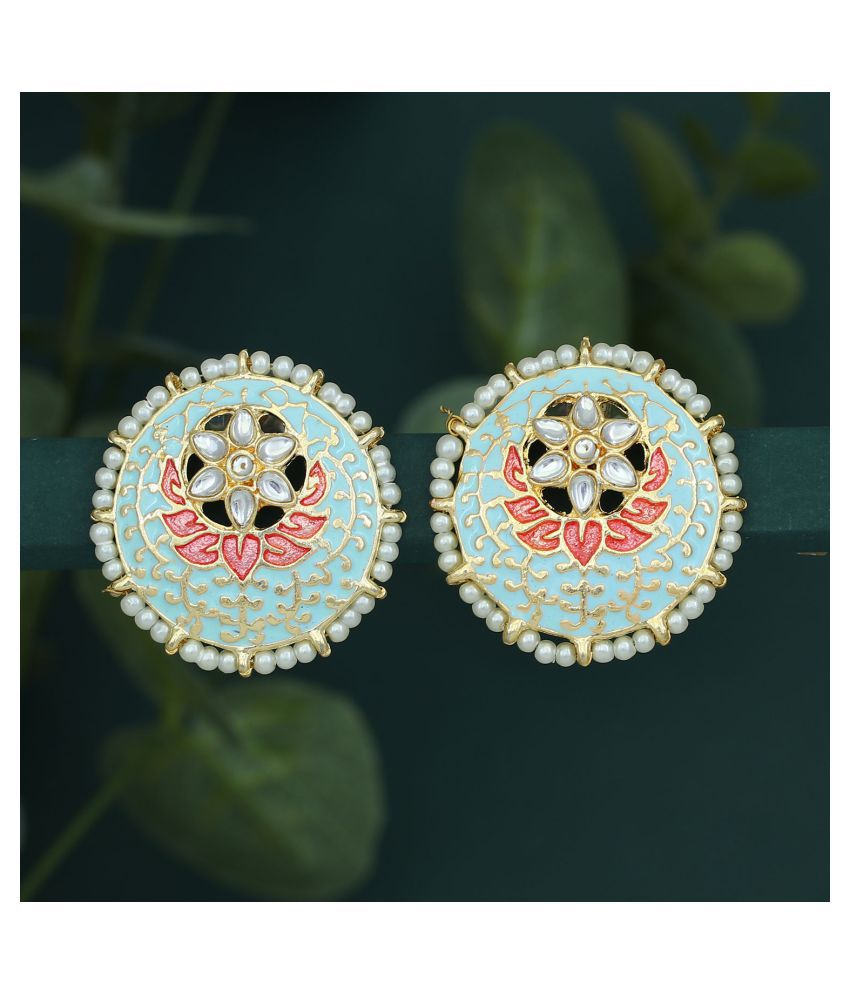     			Sukkhi Alluring Pearl Gold Plated Kundan Meenakari Stud Earring for Women