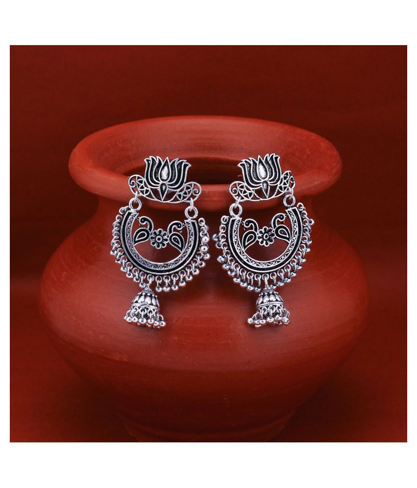     			Sukkhi Attractive Oxidised Peacock Chandelier Earring For Women