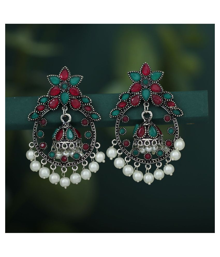     			Sukkhi Fancy Oxidised Pearl Dangle Earring For Women