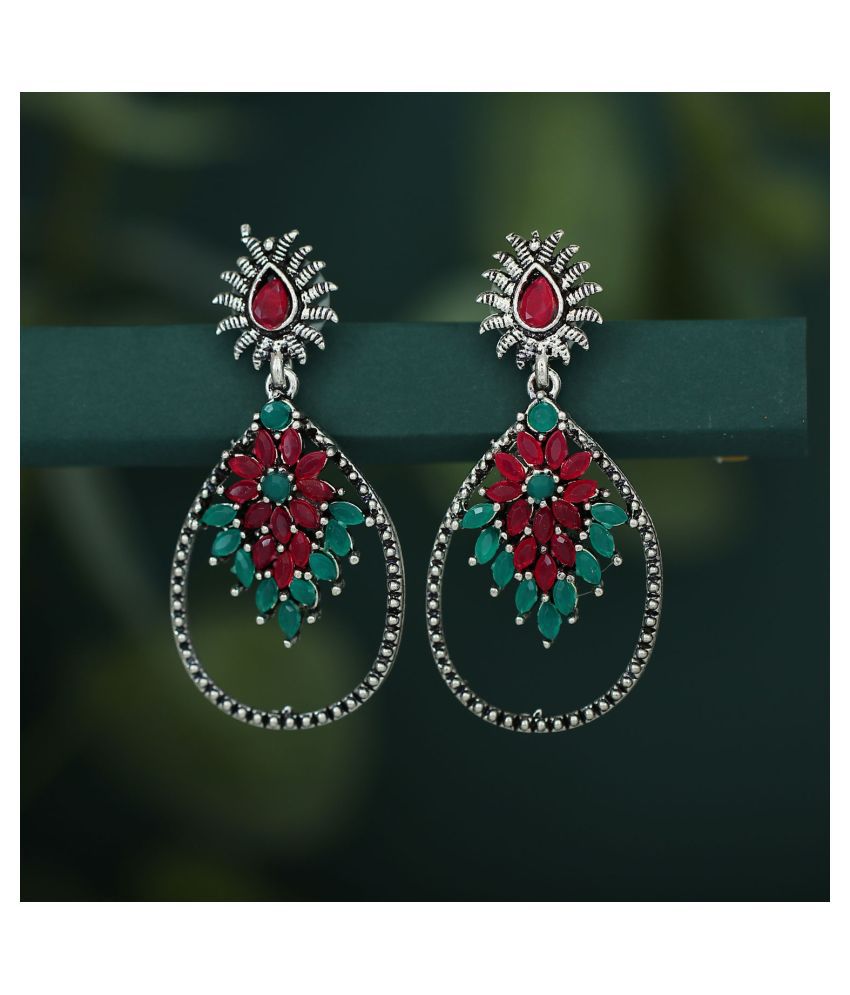     			Sukkhi Glimmery Oxidised Floral Dangle Earring For Women