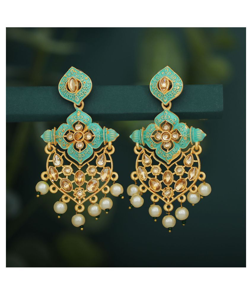     			Sukkhi Glorious LCT Gold Plated Mint Collection Pearl Dangle Earring For Women