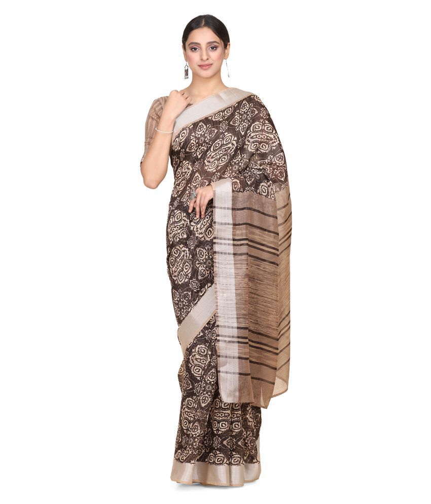    			Shaily Retails Brown Art Silk Saree - Single