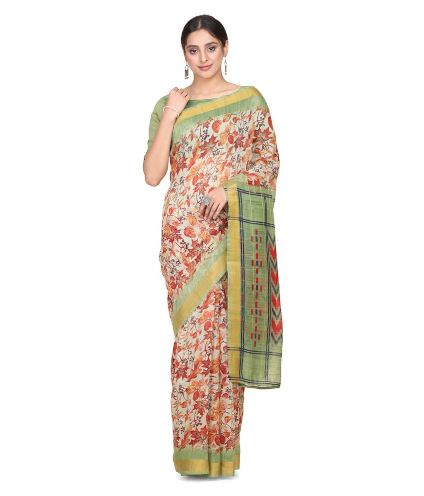     			Shaily Retails Green Art Silk Saree - Single