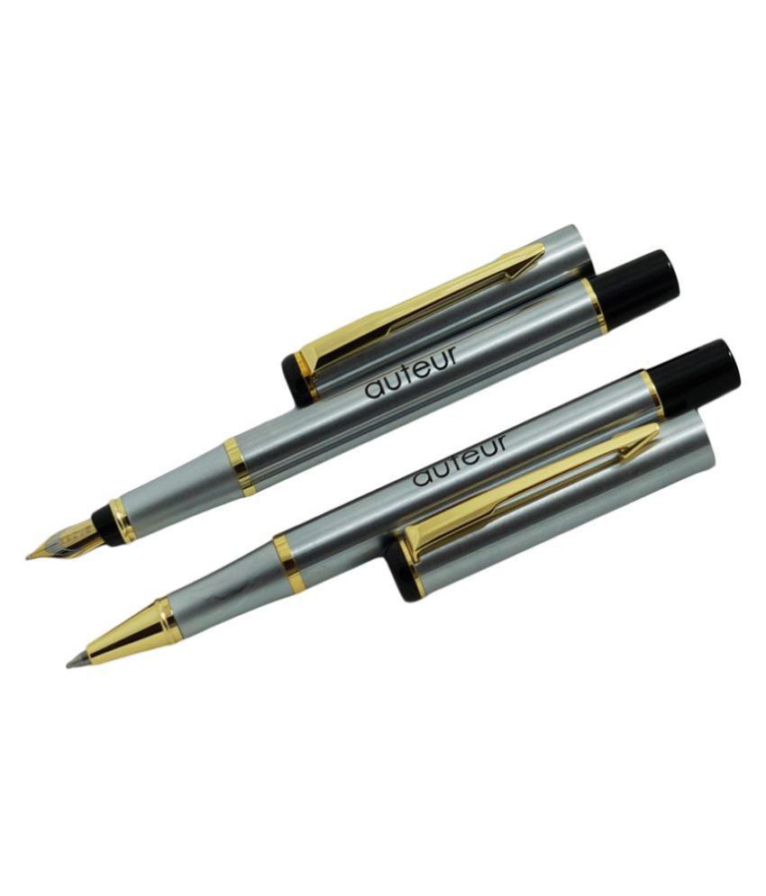     			Autuer 801 Executive Steel Finish Fountain and Roller Pen Set of - 2