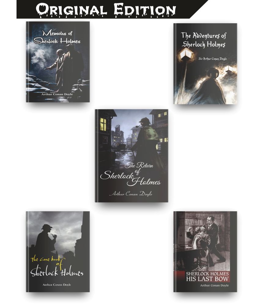     			Original Sherlock Holmes Books Set Of 5 By Arthur Conan Doyle, The Adventures Of Sherlock Holmes Book, The Case Book Of Sherlock Holmes, Sherlock Holmes His Last Bow, The Return Of Sherlock Holmes Etc