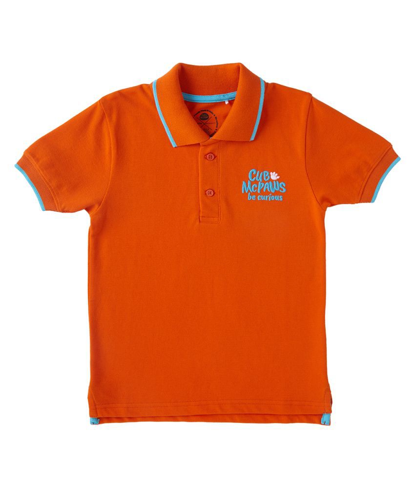     			Cub McPaws Boys Solid Pure Cotton T Shirt (Orange, Pack of 1)